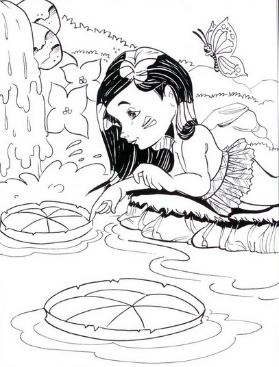 Folclore brasileiro - desenho para imprimir e colorir – saiba o nome de cada personagem folclórico. Vitória Régia