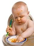 Comida ou Papinha para Bebês - Produtos Orgânicos, Alimento Orgânico. bebê comendo papinha