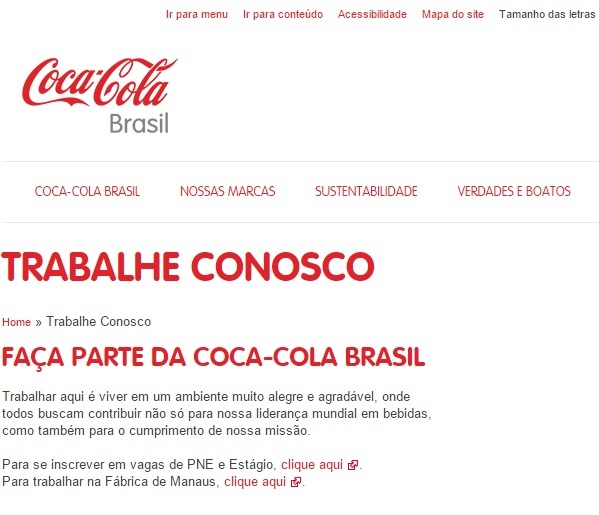 Estágio Coca-Cola 2016 -