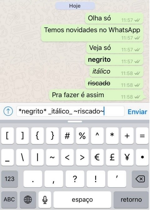 WhatsApp  Negrito, Itálico E Palavras Grifada
