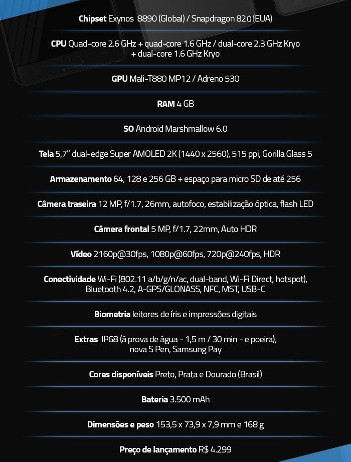 Galax Note S7 2016 - Modeloespecificação