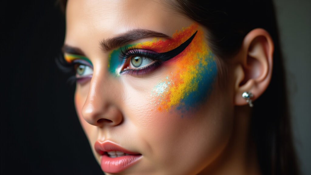 Delineado gráfico e criativo para make de Carnaval 2026.